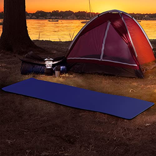 Foam Sleeping Pad - Lightweight Mat for Camping, Cots, Tents, Backpacking, and Yoga - Non-Slip and Waterproof with Handle by Wakeman - color: Blue