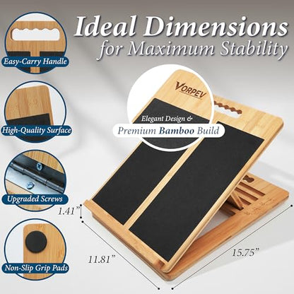 Slant Boards for Exercise - Adjustable Bamboo Calf Stretcher & Squat Wedge, Foldable & Portable Incline Board with Angle Markings, for Physical Therapy Leg Exercisers & Home Gym