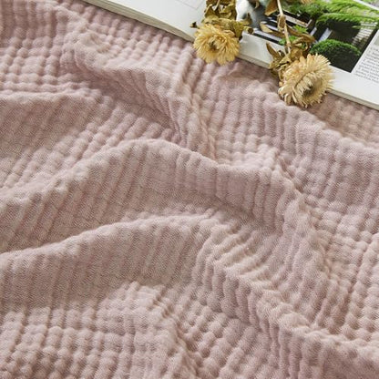 EMME Cotton Muslin Large Throw Blanket Couch Breathable Gauze Soft Lightweight Bed Blankets Adults (Heather Dusty Pink, 50"x70") - color: 06 - Dusty Pink, size: Large Throw (50" X 70")