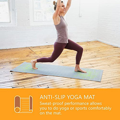 Sol Living Travel Yoga Mat - Natural Tree Rubber for Extra Grip - Non-Slip, Foldable, Eco-Friendly - Perfect for On-The-Go Yoga, Pilates, Fitness, Meditation - 24" x 72", Grey (EN-YP-PM003-GE) - color: Grey