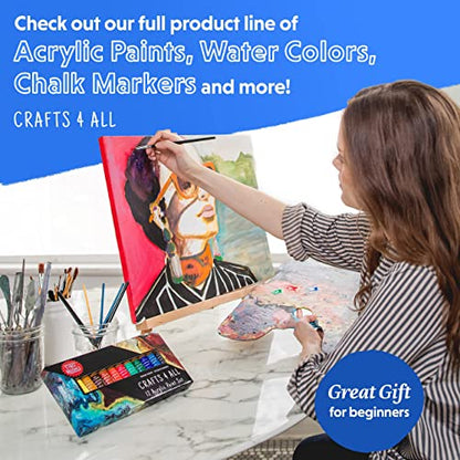 Crafts 4 All Acrylic Paint Set - Art Paints for Canvas, Model Painting, Wood, Ceramics and Fabric - Craft Supplies with 3 Artist Brushes for Adults & Kids﻿, 12 Pack, 12mL - size: 0.4 Fl Oz (Pack of 12)