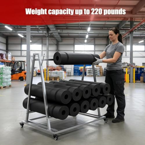 Floor Wash Rack and Mat Transporter, 40" x 28" x 42" Rolling Cart