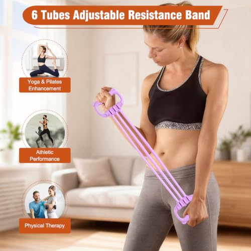 Pilates Kit Equipment, Pilates Ring and Ball for Women Home Workout | Pilates Set with 14'' Magic Circle, Wrist Weights, Resistance Bands, Yoga Strap, Socks, Bag, Essentials Accessories Kit - color: Purple