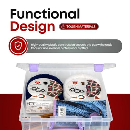 ArtBin Essentials 12 x 12 One-Compartment Craft Box, Clear | One Open Compartment, 15.25 x 14 x 3.5 Inches, Secure Latches, Stackable, Durable Polypropylene - color: Purple, size: 1 Pack