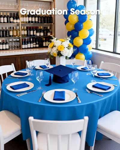 Pureegg Plastic Table Cloth Disposable 8 Pack, 84 Inch Round, Blue | Graduation Party, Class of 2026, Leakproof & Sturdy, Blue, Round Tablecloth - color: Blue, size: 84" Round