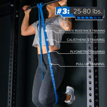 SERIOUS STEEL FITNESS Assisted 41" Pull-Up Band, Resistance & Stretch, Powerlifting & Pull-up Assist Loop (Single Band) - style: #3 (25-80 lbs)