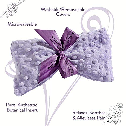 Sonoma Lavender Spa Mask, Heatable/Chillable Aromatherapy Eye Pillow with Lavender Infused Flaxseed Insert, Eye Compress for Stress Relief with Removable and Washable Cover (Lilac Dot) - color: Lilac Dot