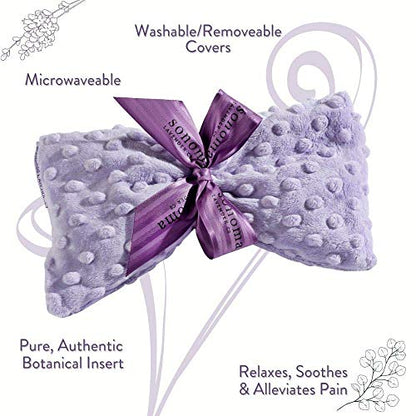 Sonoma Lavender Spa Mask, Heatable/Chillable Aromatherapy Eye Pillow with Lavender Infused Flaxseed Insert, Eye Compress for Stress Relief with Removable and Washable Cover (Lilac Dot) - color: Lilac Dot