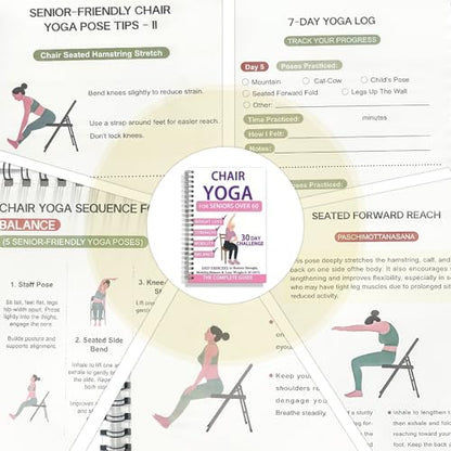 Chair Yoga for Seniors Over 60, 30-Day Spiral Bound Book - color: Pink