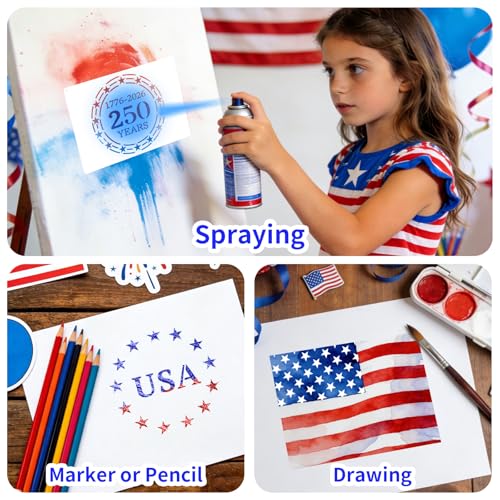 12 PCS Independence Day Stencils for Painting - Reusable USA Flag Patriotic Painting Templates, Red White and Blue Party Supplies for 4th of July Memorial Day Painting Stencil for DIY Decoration - style: 12 PCS Independence Star