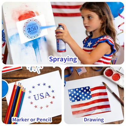 12 PCS Independence Day Stencils for Painting - Reusable USA Flag Patriotic Painting Templates, Red White and Blue Party Supplies for 4th of July Memorial Day Painting Stencil for DIY Decoration - style: 12 PCS Independence Star