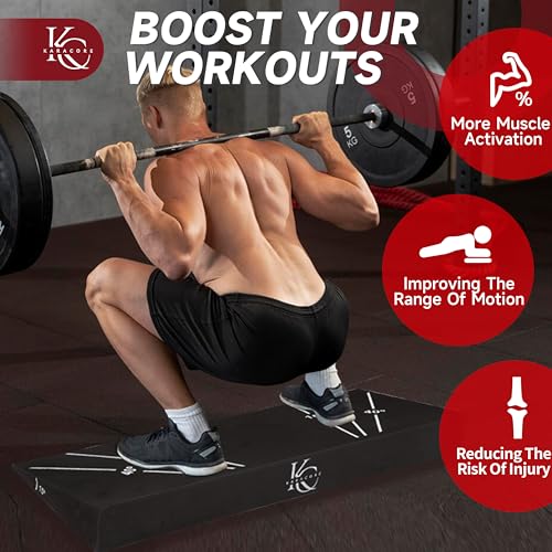 Squat Wedge 15°-40° Slant Board with 5 Resistance Bands - Extra-Wide, Non-Slip Board for Deep Squats & Calf Stretching - 1000lb Capacity
