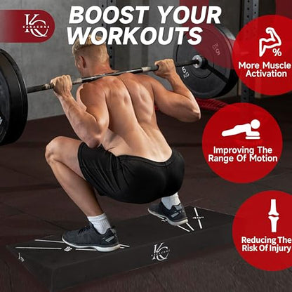 Squat Wedge 15°-40° Slant Board with 5 Resistance Bands - Extra-Wide, Non-Slip Board for Deep Squats & Calf Stretching - 1000lb Capacity