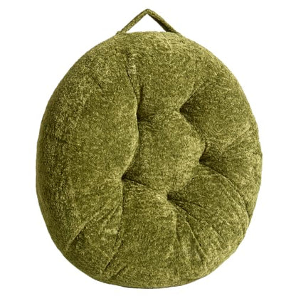 Floor Pillow, Large Meditation Sitting Cushion with Handle | for Tatami, Living Room, Yoga Use for Adults and Kids (1, Round, Green, 22" x 22" x 6") - color: Round, Green