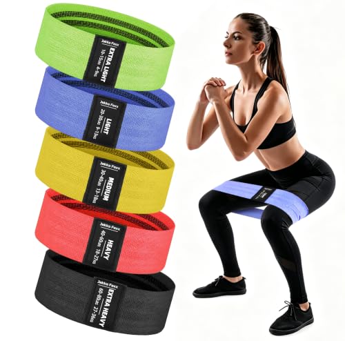 Fabric Resistance Bands,5 Non-Slip Fabric Workout Bands,Booty Bands for Women & Men, Elastic Exercise Bands for Legs, Glutes, Hips & Thighs, Home Fitness & Gym - color: Multicolor 5-Pack