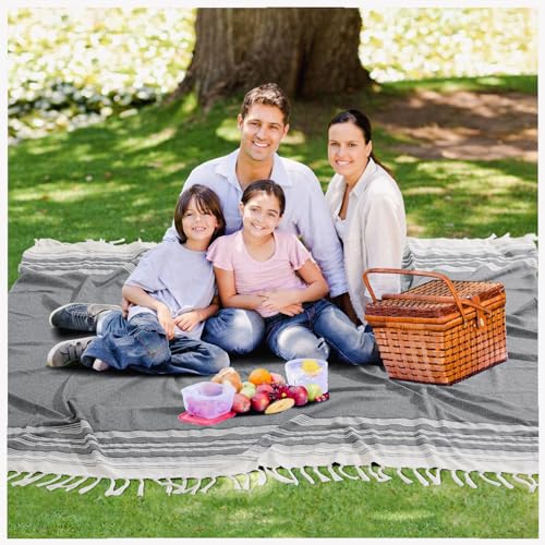 Extra Large Turkish Beach Towel Picnic Mat Throw Blanket Outdoor Yoga Car Essential Roadtrip Gadget Rv Accessories Glamping Tent Gear Must Haves Hiking Stuff Backpacking Necessities Women Men Gift - color: Black, size: Giant Large 82''x88''