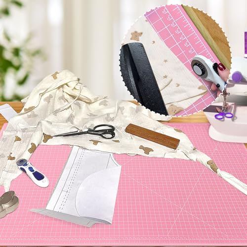 Double Sided Sewing Self Healing Cutting Mat 24 x 36 Inches, A1 Size Craft Sewing Cutting Mat for Crafts and Fabric, Purple & Pink Design