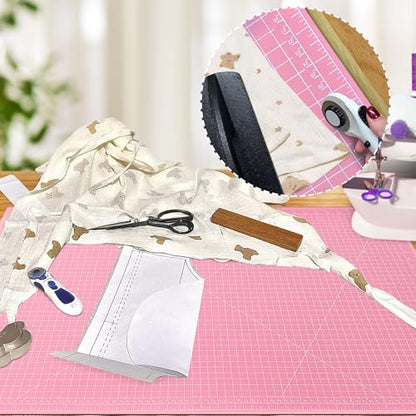 Double Sided Sewing Self Healing Cutting Mat 24 x 36 Inches, A1 Size Craft Sewing Cutting Mat for Crafts and Fabric, Purple & Pink Design
