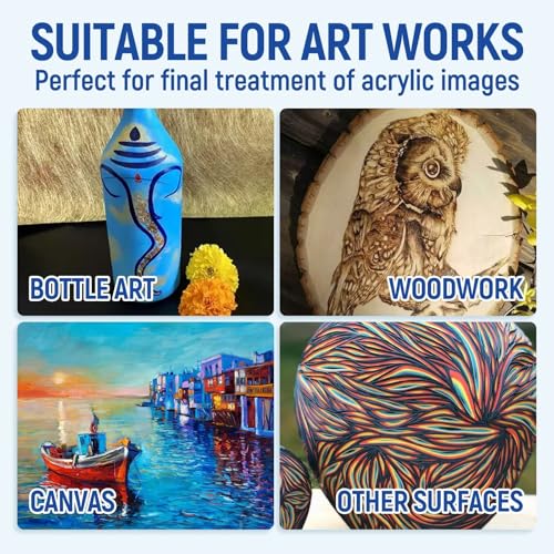 High Gloss Varnish for Acrylic Painting Clear Coat for Acrylic Paint, Polyurethane Clear Gloss Paint Sealer Varnish for Artwork,Craft Anti Cracking,Scratches,Wear,Non-Yellowing,Painting Kit with Brush - style: Semi-Gloss