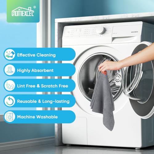 HOMEXCEL Microfiber Cleaning Cloth 20 PK, Towels for Cars and Shop, Grey - color: Grey