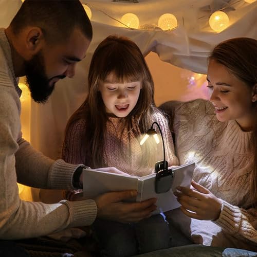 Vekkia 14 LED Rechargeable Book Light for Reading at Night | Eye-Care Reading Light for Books in Bed/180° Adjustable, Clip on Lamp/3 Color Temperatures, Lightweight - color: Jet Black