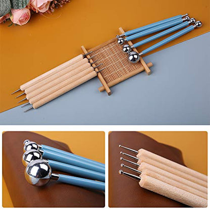9 PCS Dotting Tools Ball Styluses with Box, Pen Dotting Tools Set for Rock Painting, Pottery Clay Modeling Embossing Nail Art | Ball End Dot Art Tools for Rock Painting with Box, Pottery Clay Modeling Embossing Nail Art Sculpting Pottery Crafts - size: 9