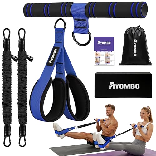 Upgrade Pedal Resistance Band with Handle, Adjustable Tube Foot Pedal Device Puller Exercise Bands, for Abs Arm Leg Waist Workout, Core Pilates, Sit Up Fitness Equipment for Full Body Training - color: Blue