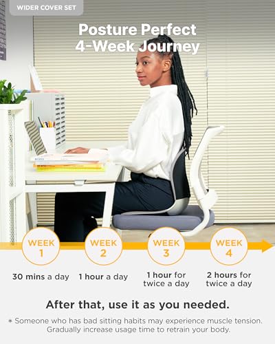 curble Wider – Ergonomic Desk Chair Seat Cushion, Everyday Passive Posture Trainer for Work from Home, Office & Car, Breathable Lumbar Support (Grey) - color: Set Grey