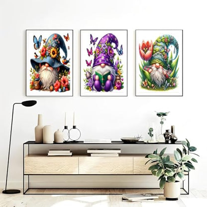 OFRKE Diamond Painting Kits for Adults,3 Pack Flower Dwarf Diamond Art for Beginners, Diamond Round 5D Full Drill Paint with Diamonds Pictures Gem Art Painting Kits DIY Crafts Kits 12x16inch - color: 3pcs-Small Dwarf