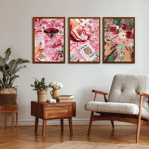 Reivworl 3 Pack Framed Paint by Numbers for Adults with Wooden Easel, Poker Paint by Numbers Kit for Adults Beginner, Acrylic Painting by Number for Home Decor 8X12 Inch - color: 03-Poker, size: 8X12 Inch