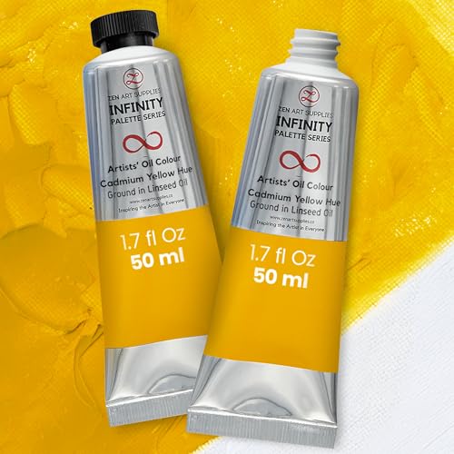 ZenART Professional Oil Paint Set - Artist Grade Cadmium Yellow Hue-2x50ml | Non-Toxic, Buttery Consistency, Rich Pigment, Lightfast Oil Paints for Primed Surface Canvas, Fine Art, Portraits & Landscape - color: Cadmium Yellow Hue