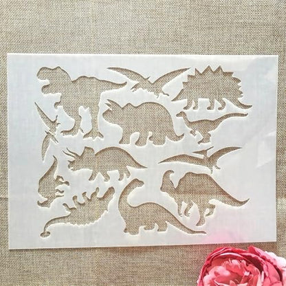 TIAMECH A4 Reusable Prehistoric Dinosaurs Stencil for Painting | Jurassic Dino Layering Template, DIY Wall Art, Wood Furniture, Scrapbook & Crafts (8.3x11.7inch) - style: Prehistoric Dinosaurs
