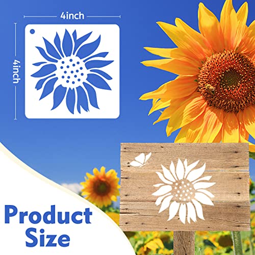 50 PCS Flower Painting Stencils Reusable Flower Stencils for Painting on Wood Rocks Canvas Fabric Glass Pottery 4x4 Inch - color: Flower Plant