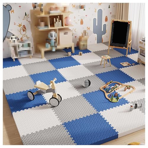 Foam Interlocking Floor Tiles Play Mat, 9pcs 12x12x1in Extra Thick EVA Foam Puzzle Exercise Mat, Protective Flooring for Workout Equipment (Navy Blue + White + Gray) - color: Navy Blue + White + Gray