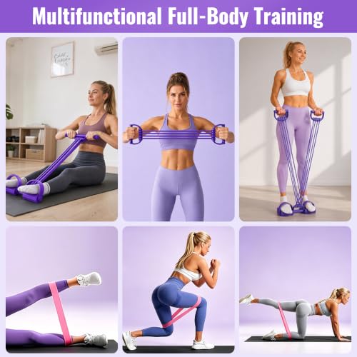 3-in-1 Adjustable Pedal Resistance Band Set with 5 Pcs 5-Level Loop Bands
