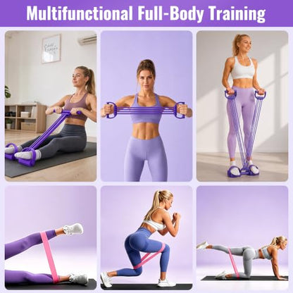 3-in-1 Adjustable Pedal Resistance Band Set with 5 Pcs 5-Level Loop Bands