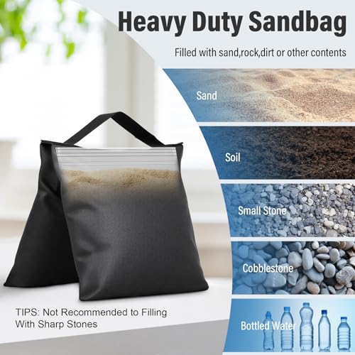 8 Pack Sand Bags Weight Bags, Heavy Duty Sandbags for Patio, Tripod - color: Black, size: 8 PCS