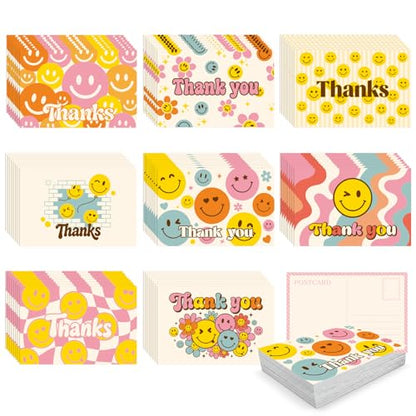 64 Pcs Thank You Cards, Postcards for Mailing Blank Note Greeting Cards, Employee Appreciation Cards, Smiley Face Postcards for Kids Adults Teachers Students, 4×6 In - color: thank you cards