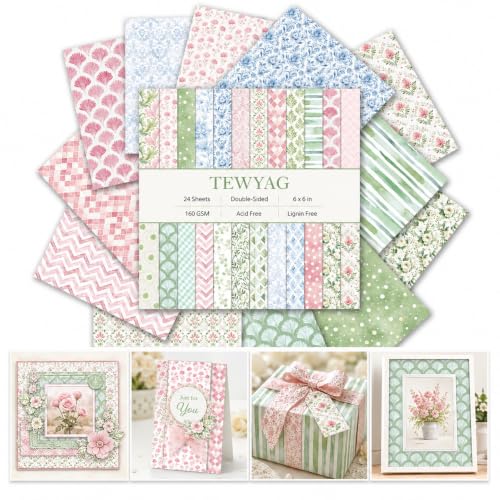 Vintage Scrapbook Paper Double Sided 6x6 Pastel Shabby Chic 24 Sheets - color: Pastel