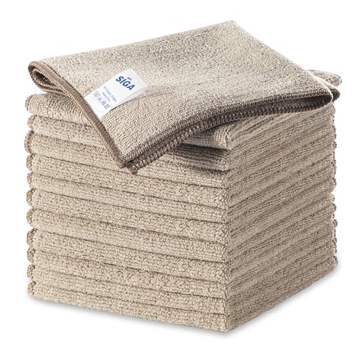 MR.SIGA Microfiber Cleaning Cloths, Streak Free Microfiber Towels, 12 Pack - color: Wheat