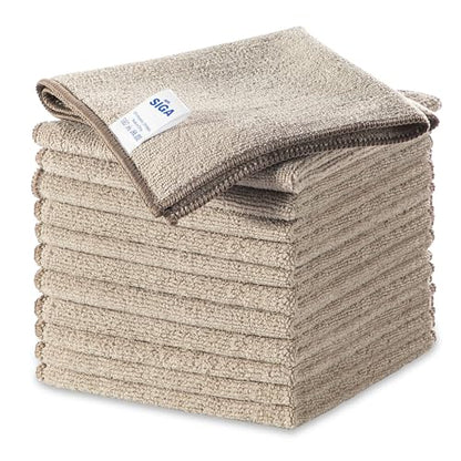 MR.SIGA Microfiber Cleaning Cloths, Streak Free Microfiber Towels, 12 Pack - color: Wheat