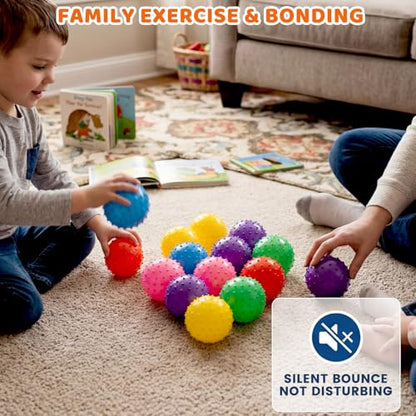 LOVEINUSA 12 Pack Bouncy Balls with Pump, 5 Inch Knobby Massage Ball