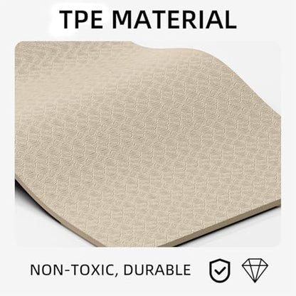 TPE Yoga Mat 72"x26"x0.4" Thick Non Slip Exercise Fitness Mat - color: Brown
