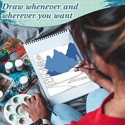 Sherr 12 Pcs Pre Drawn Canvas Pre Printed Canvas Set for Adults Cute Printed to Paint Set Theme Painting for Summer Party Favor(Landscape,8 x 8 Inch) - size: 8 x 8 Inch, style: Landscape