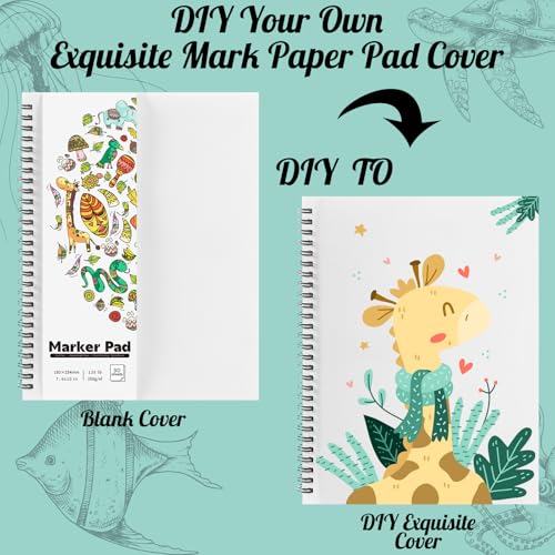 Marker Paper Pad 7.6 × 10 in, 30 Sheets, 200gsm, Double-Sided | Bleedproof Acid-Free Paper, Spiral Bound, Tear-Out Pages, Smooth for Alcohol Markers, Pens, Acrylics And Sketching - size: 7.6×10 Inch (1 pack)