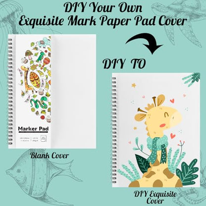 Marker Paper Pad 7.6 × 10 in, 30 Sheets, 200gsm, Double-Sided | Bleedproof Acid-Free Paper, Spiral Bound, Tear-Out Pages, Smooth for Alcohol Markers, Pens, Acrylics And Sketching - size: 7.6×10 Inch (1 pack)