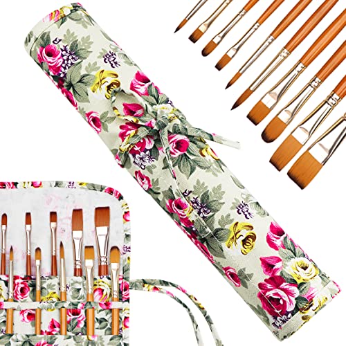 22 Slot Canvas Art Paint Brush Holder Canvas brush pouch Watercolor Paintbrushes Roll-Up Case Bag for Artist Watercolor Oil Paint Brush - color: Style-3