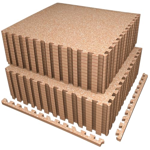AIRHOP 0.56in Thick 96 Sq Ft Exercise Equipment Mats, 24 Tiles Upgraded Rubber Top with High Density EVA Foam, Large Interlocking Puzzle Gym Flooring for Home Gym, Heavy Weight Workout, 24 x 24in - color: Wood, size: 96 Sq Ft (24 Tiles)