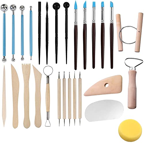 Clay Tools 40PCS Pottery Tools Clay Sculpting Tools Polymer Clay Tools Kit Ceramic Tools for DIY Handcraft Modeling Clay Carving Tools Set - color: 40PCS
