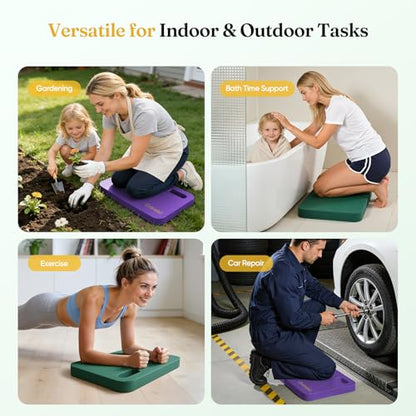 Grenebo 2-Pack Kneeling Pads, Extra Thick, 17.3 x 11 x 1.6 in, Green Purple - color: Green Purple